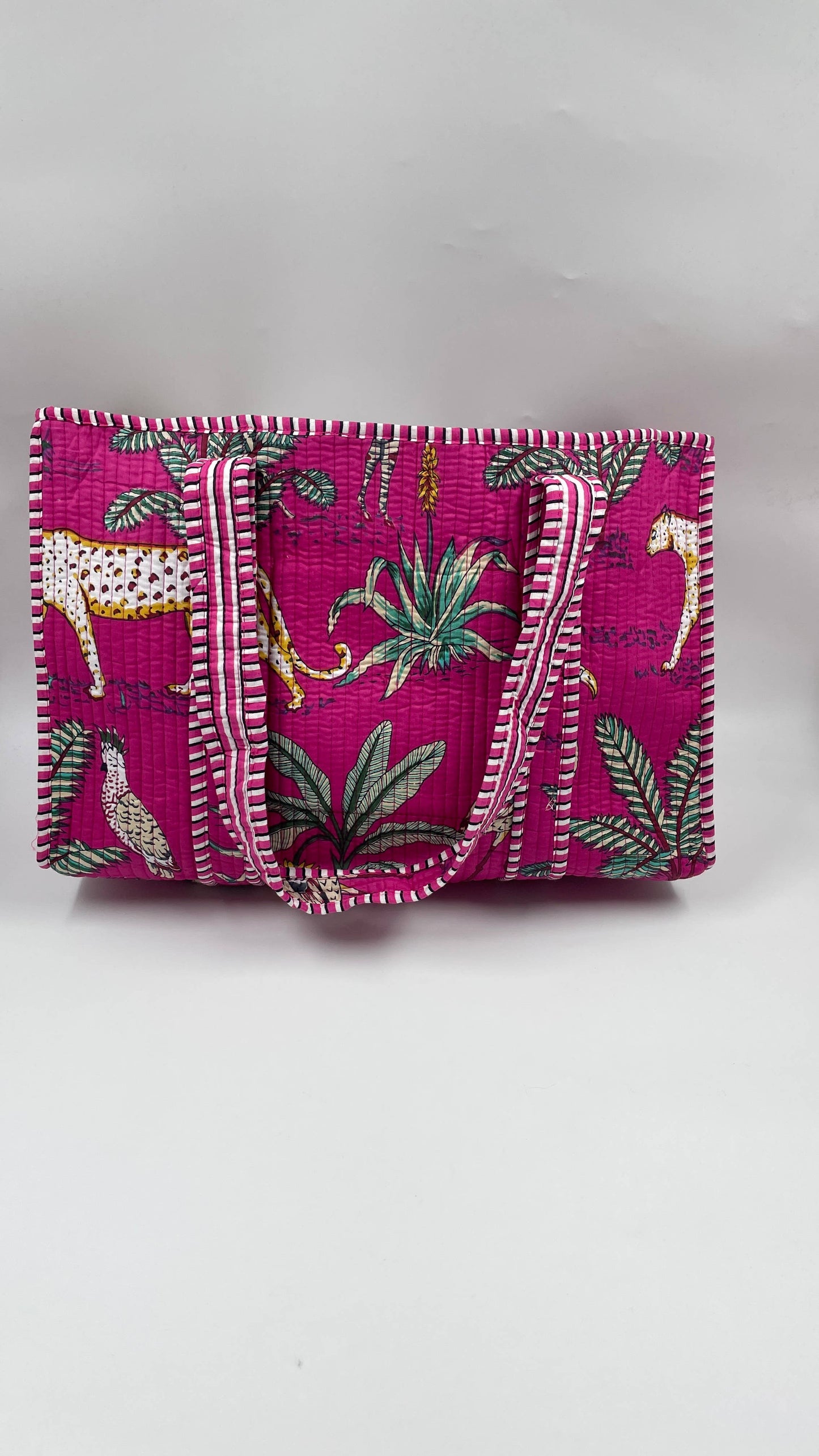 100% Cotton Kantha Quilted Boho Reversible Animal Tote Bag