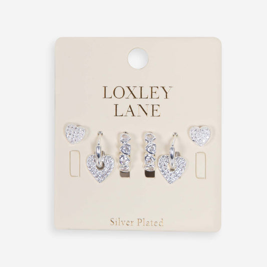 Loxy Lane - 2008501 Silver Heart Earring Set