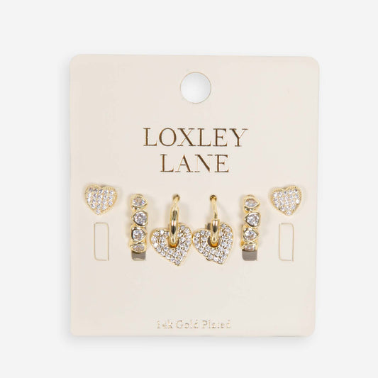 Loxy Lane - 2008507 Gold Heart Earrings Set