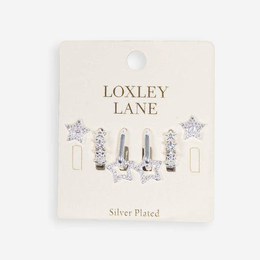 Loxy Lane - 2008601  Silver Star Set Earrings