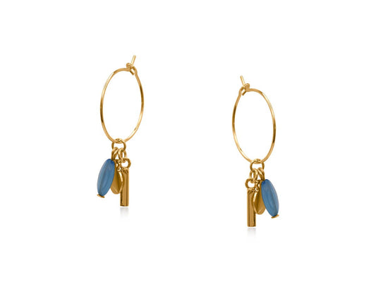 Bellas Charm Hoop Earrings: Blue