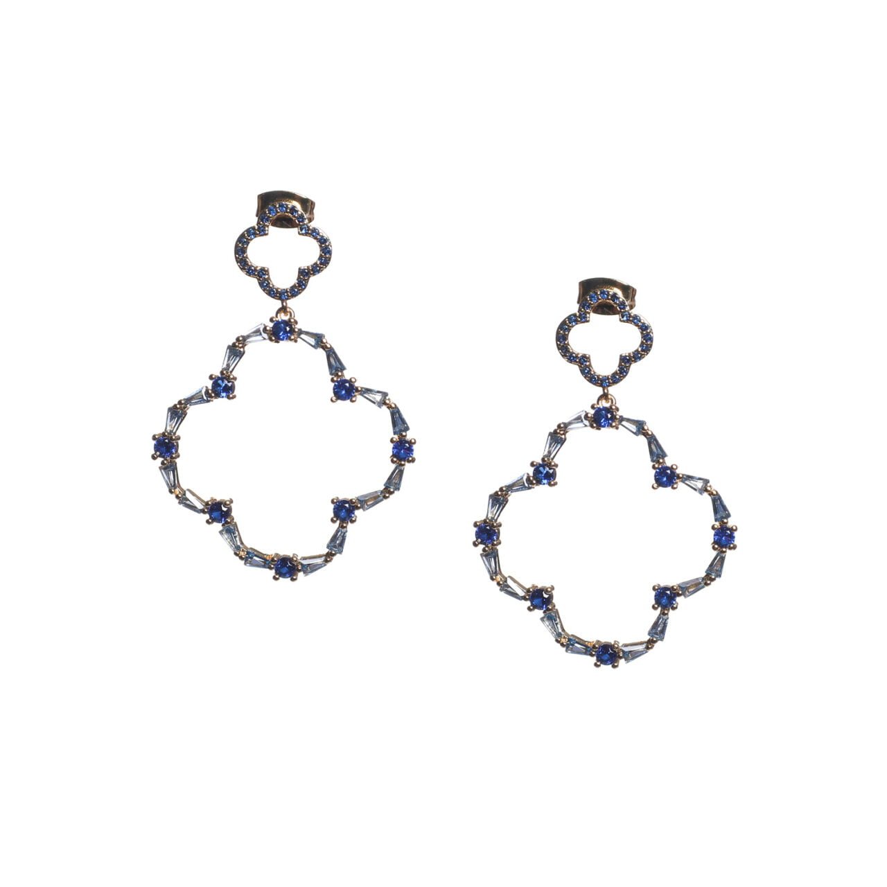 Clover drop blue earrings