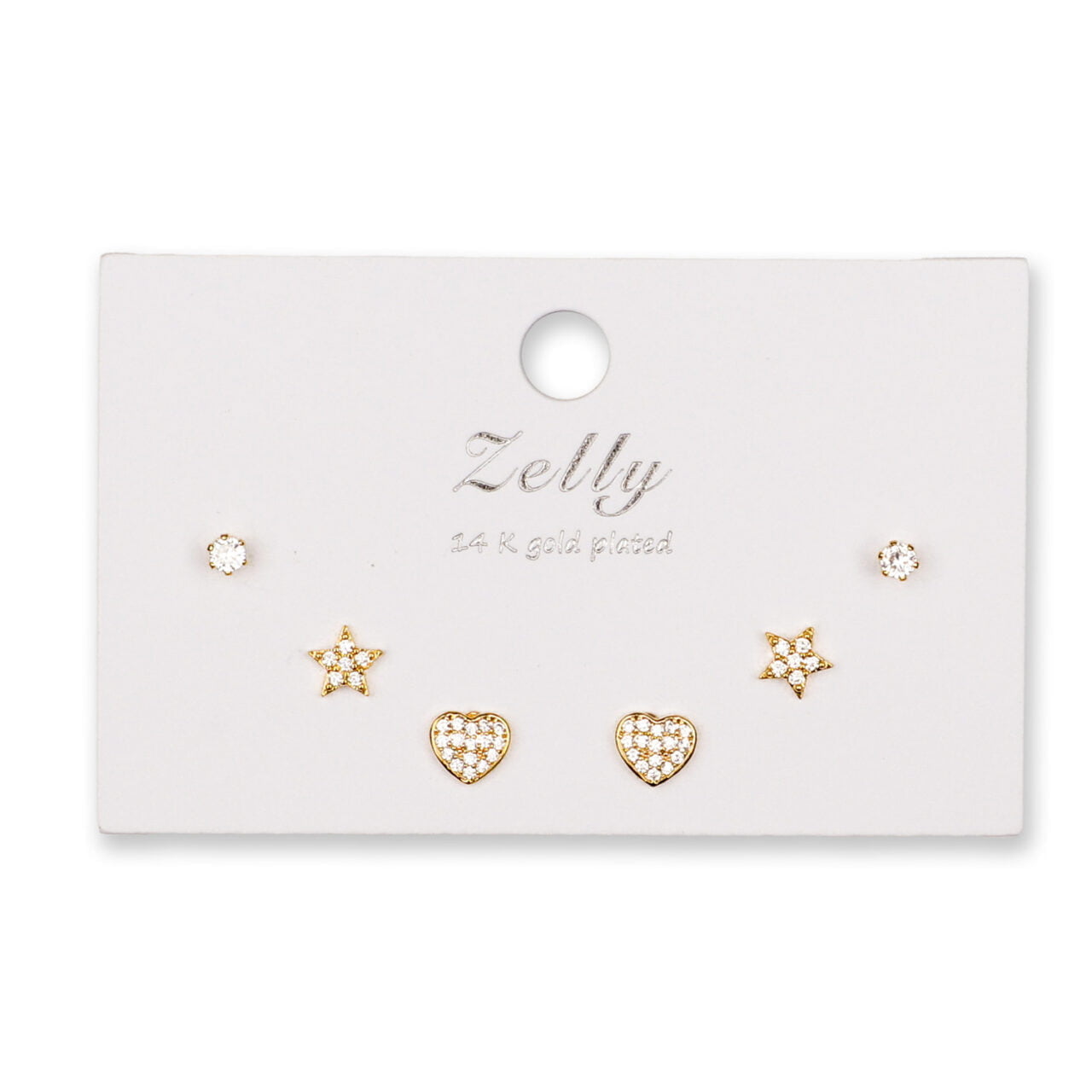 Earring Triple Gold Heart Set - 2138807