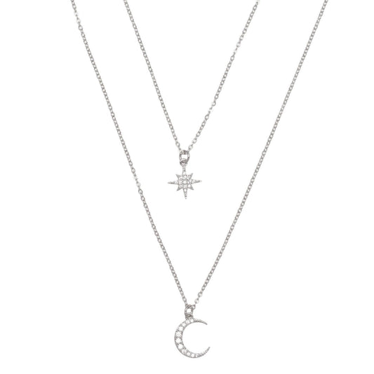 Silver Moon & Star Necklace - 2150101
