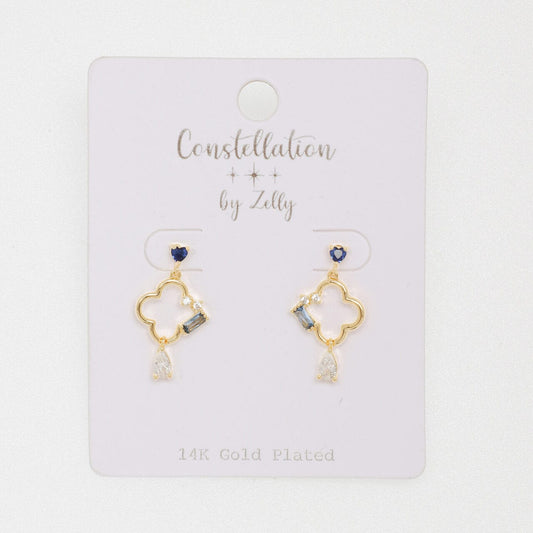 Gold with Blue Stones Earrings