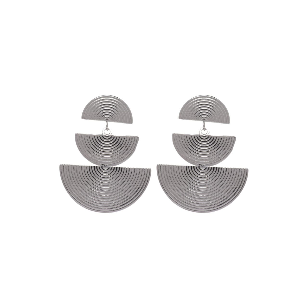 Silver Half Circle Drop Earrings - 215501