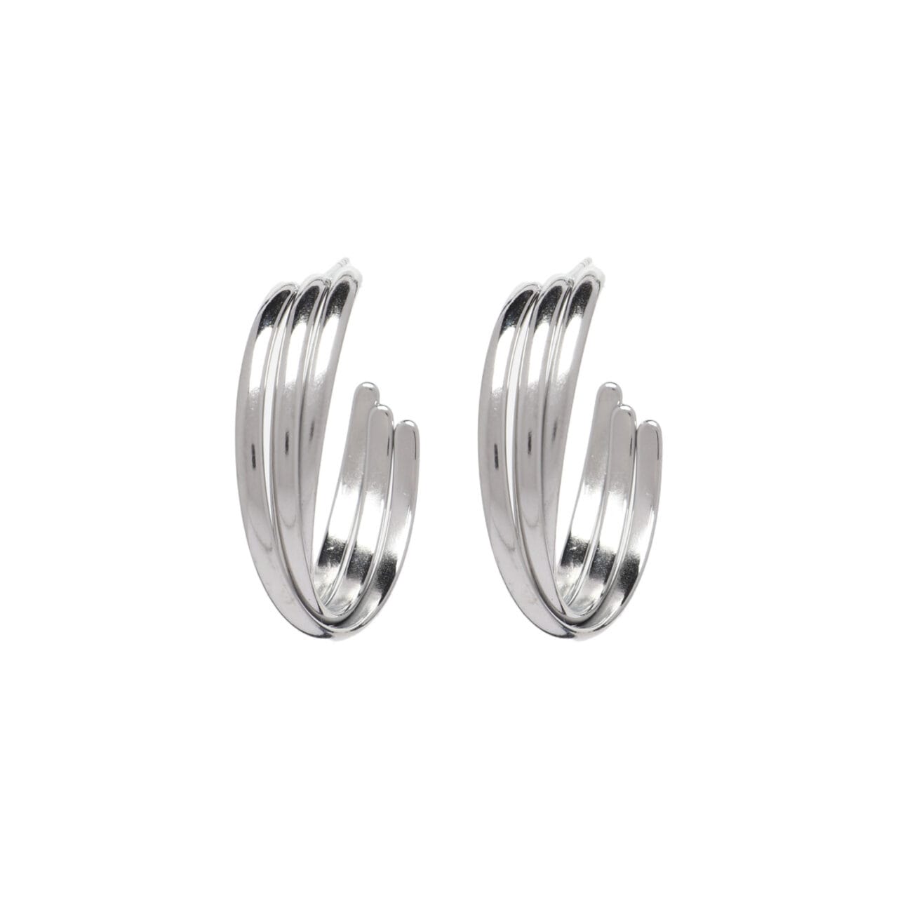 Silver Textured Hoop Earrings - 2155101