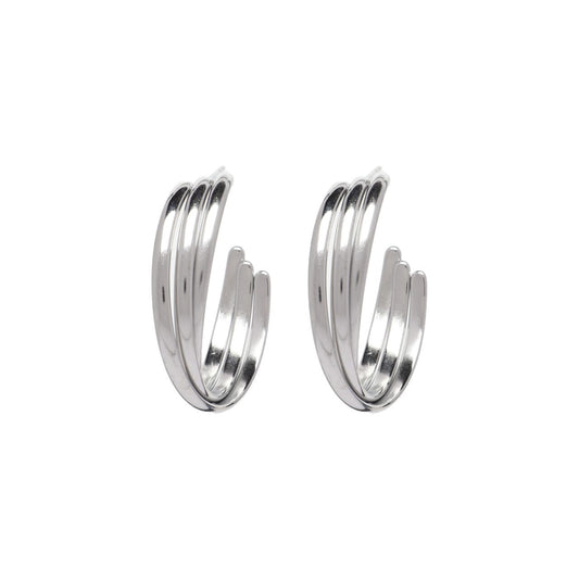 Silver Textured Hoop Earrings - 2155101