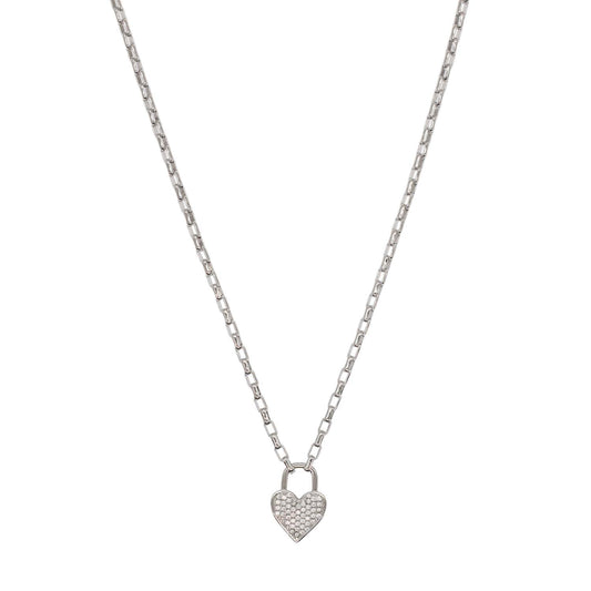 Necklace - Box chain Padlock Silver