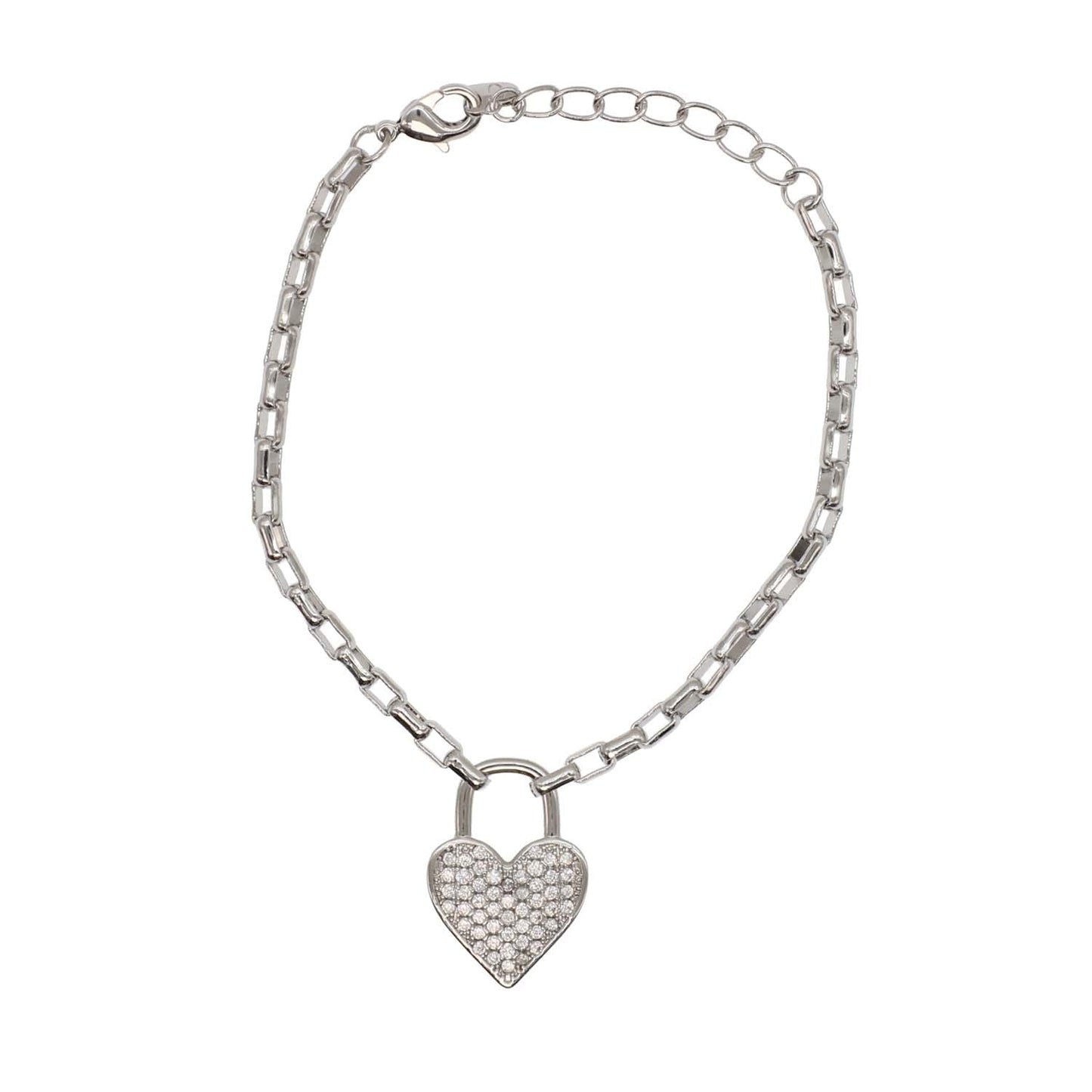 Bracelet - Silver Padlock Heart