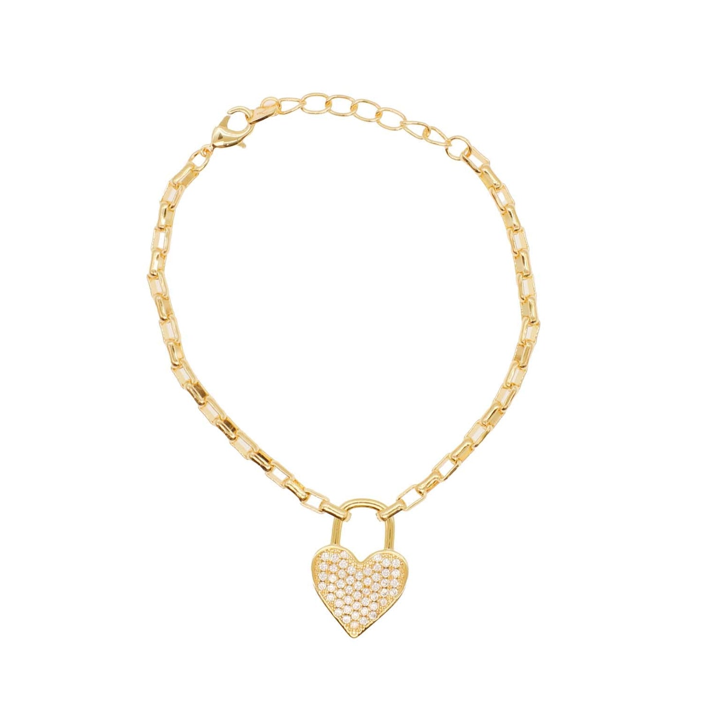 Bracelet - Gold Padlock Heart