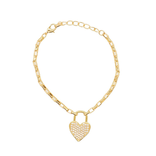 Bracelet - Gold Padlock Heart