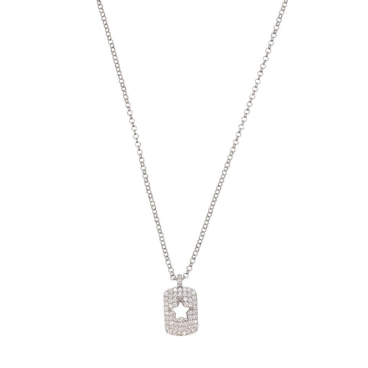 Necklace - Crystal Disk Pendant silver