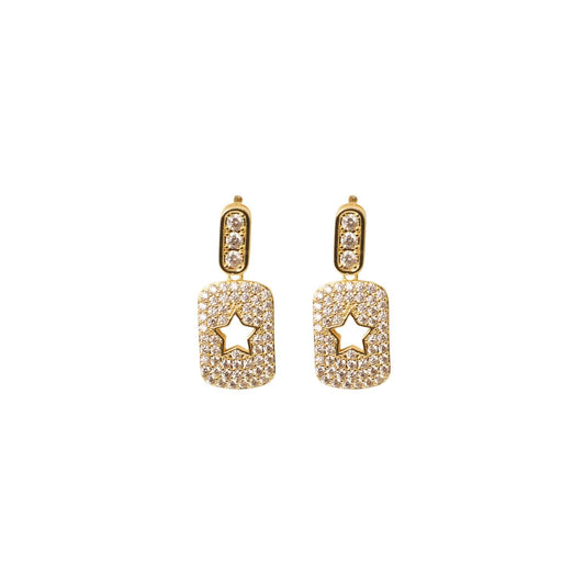 Gold Open Star Earrings