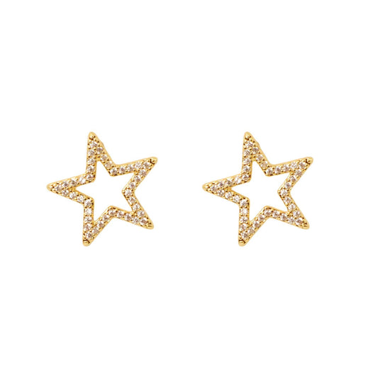 Gold Open Star Earrings