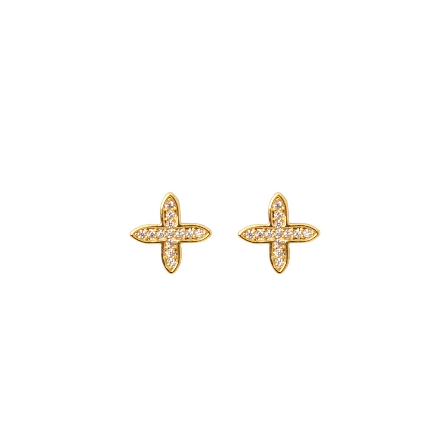 Gold Cross Stud Earrings