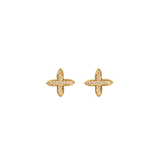 Gold Cross Stud Earrings