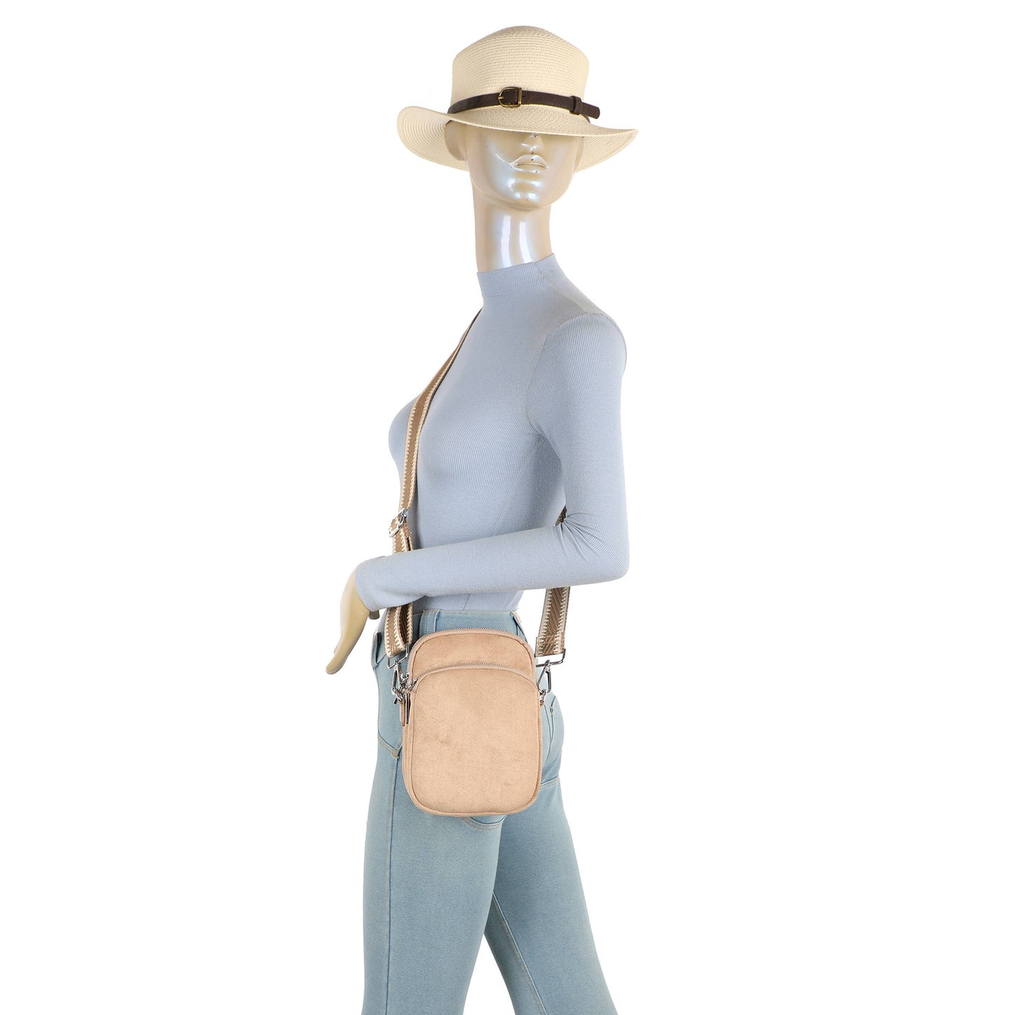JM1718 Everyday Crossbody Bag with Wide Strap: Coffee