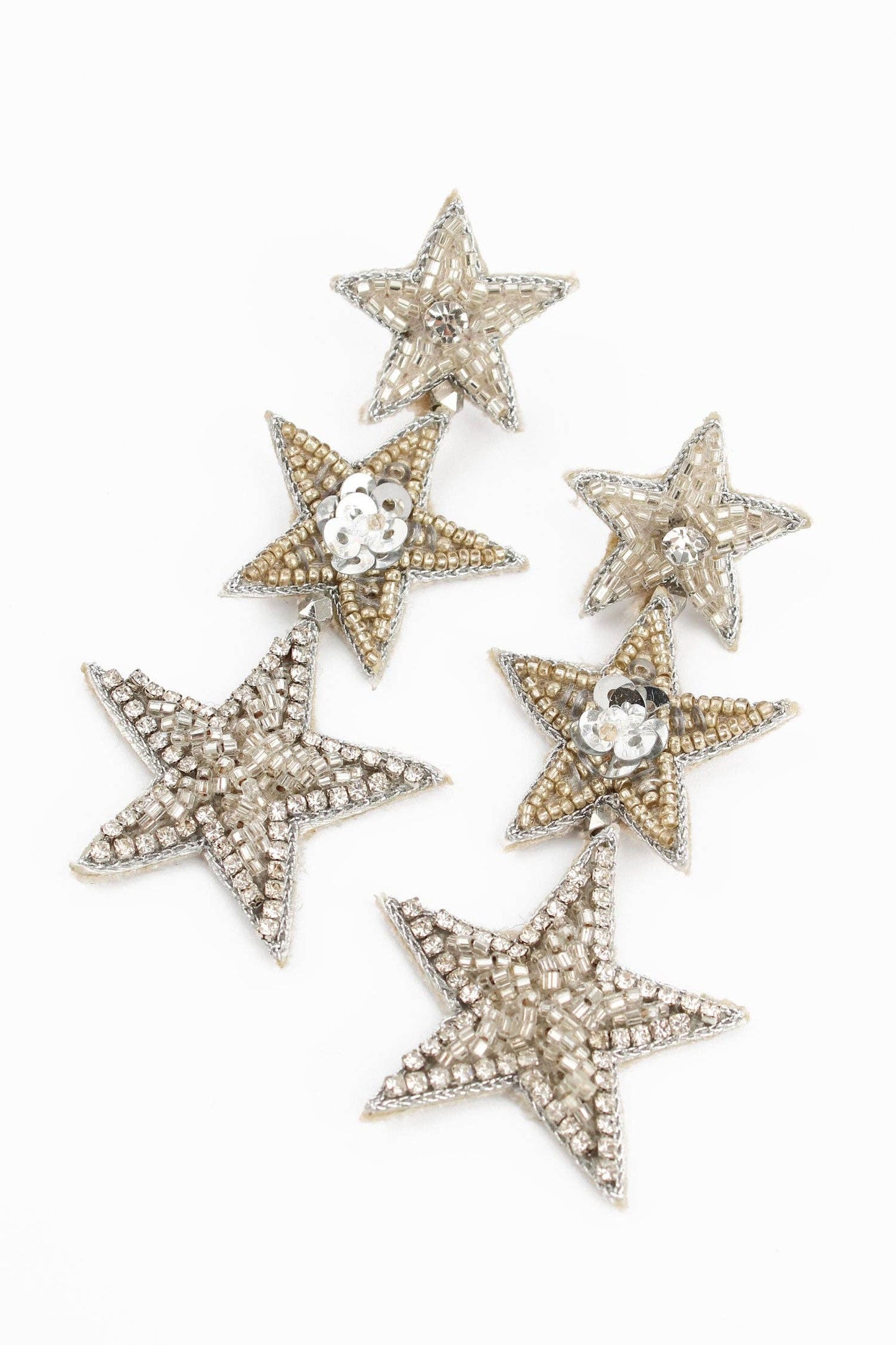 TRIPLE SILVER STAR EARRINGS