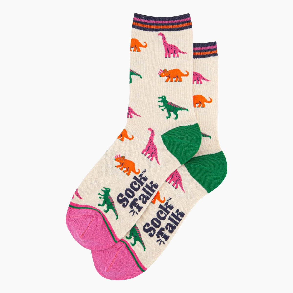 Dinosaur Bamboo Socks in Cream/Multi: UK 3-7 | EU 36-40 | US 5-9