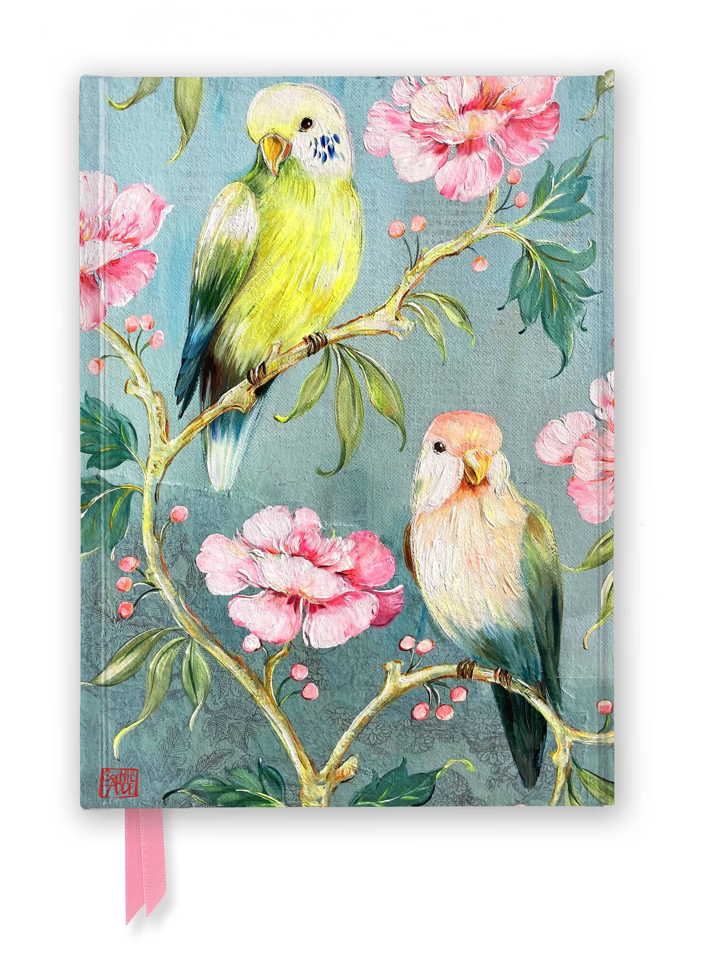 Sophie Adde: Two Parakeets (Foiled Journal): Flame Tree Notebooks