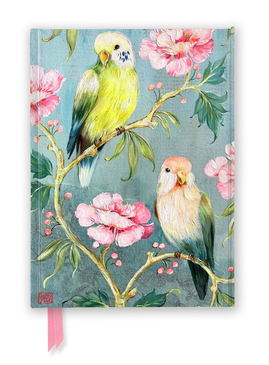 Sophie Adde: Two Parakeets (Foiled Journal): Flame Tree Notebooks