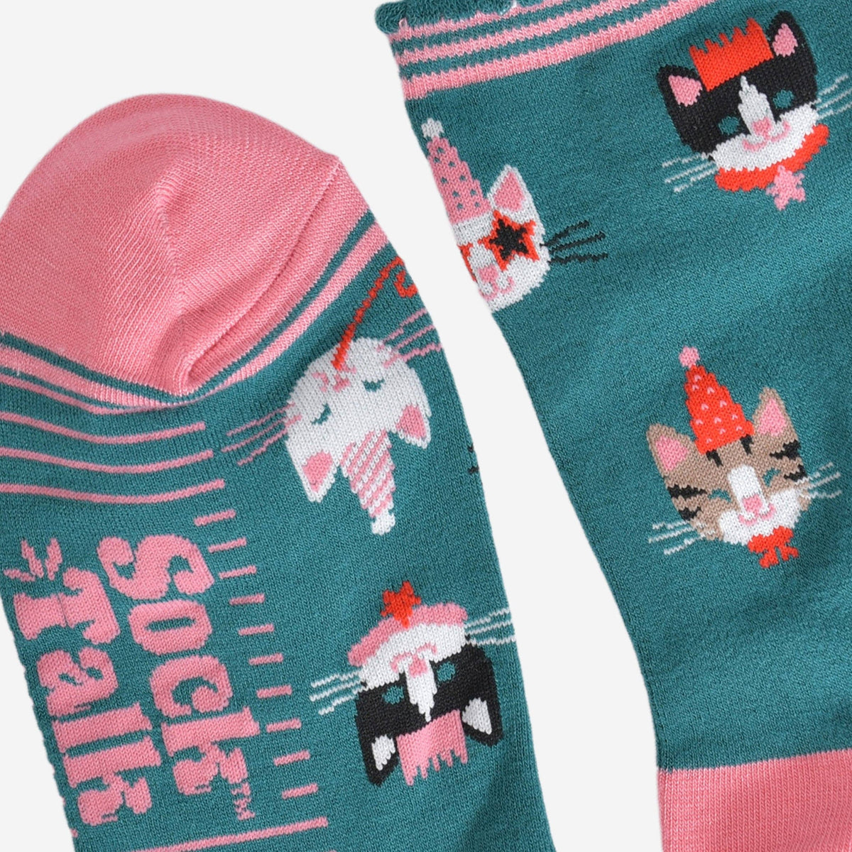 Party Cats Bamboo Socks in Green: UK 3-7 | EU 36-40 | US 5-9