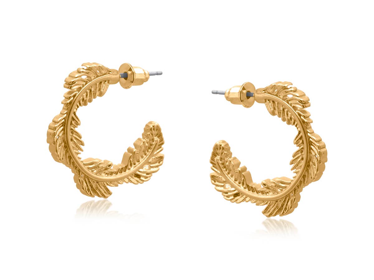 CERENITY MATTE SACRED LEAF PETITE EARRINGS: GOLD