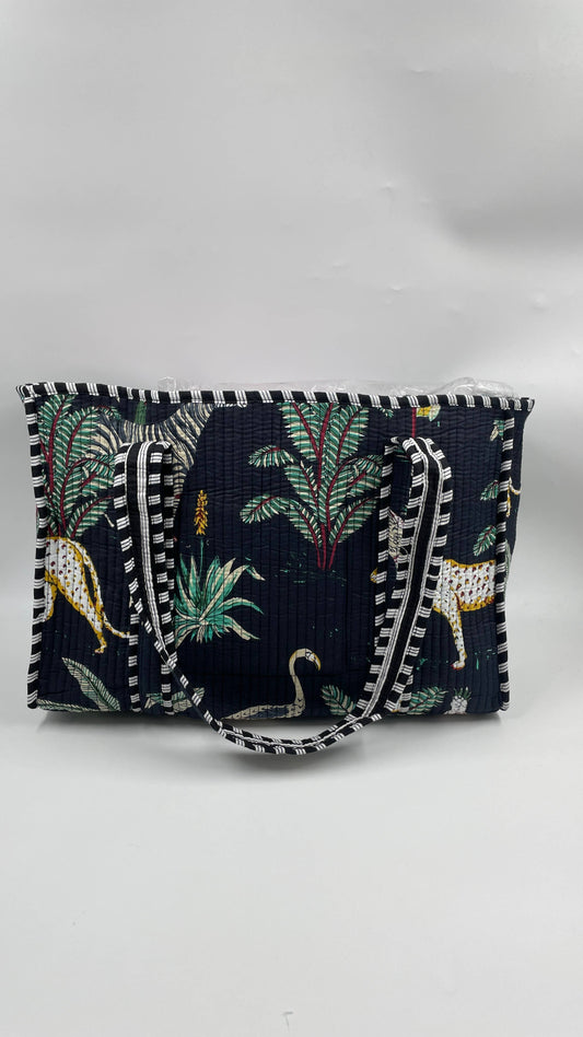 100% Cotton Kantha Quilted Boho Reversible (Small) Tote Bag