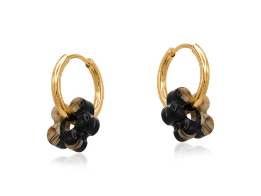 Sophia Petite Resin Huggies Earrings: Beige