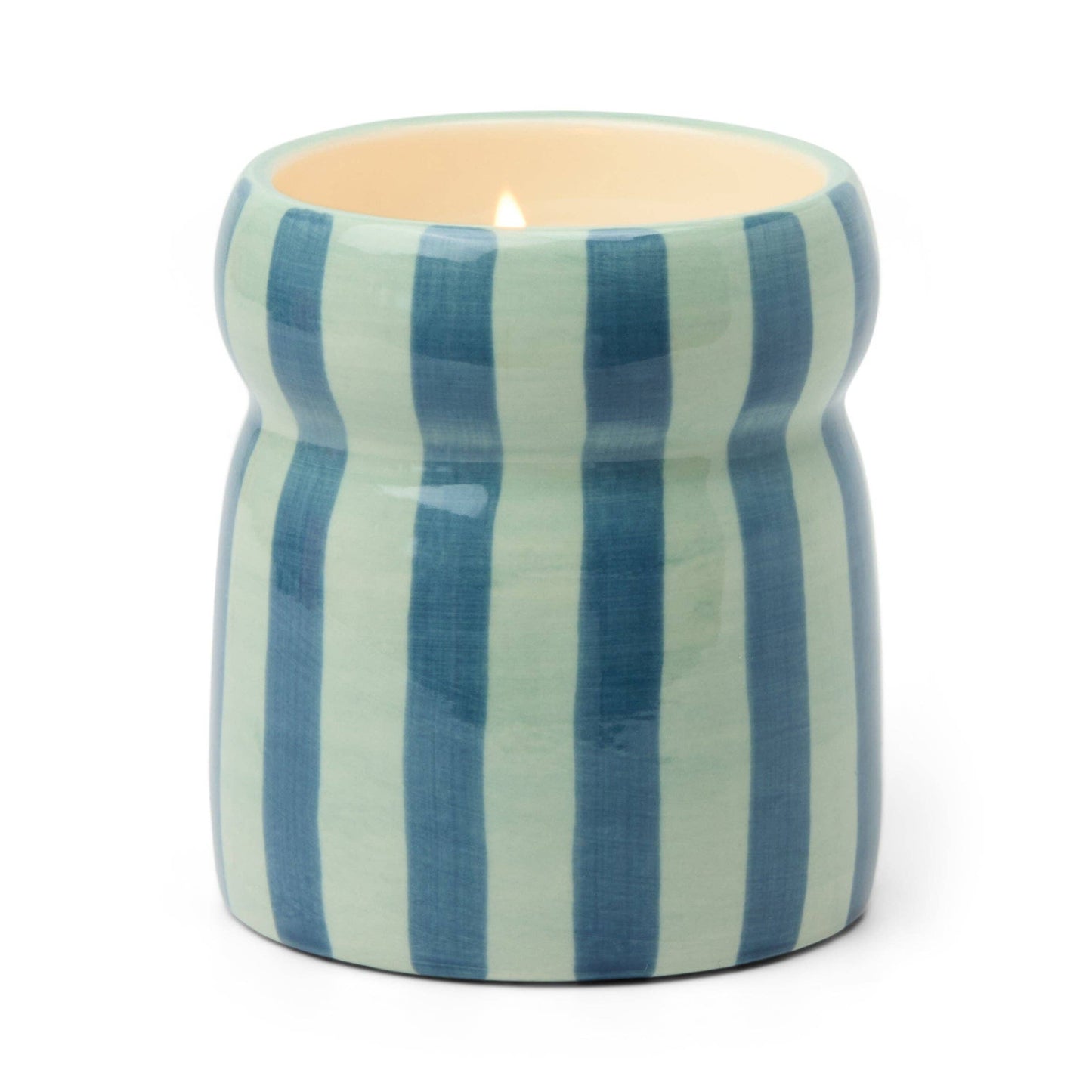 Blue/Navy Striped Ceramic Candle - Warm Cider