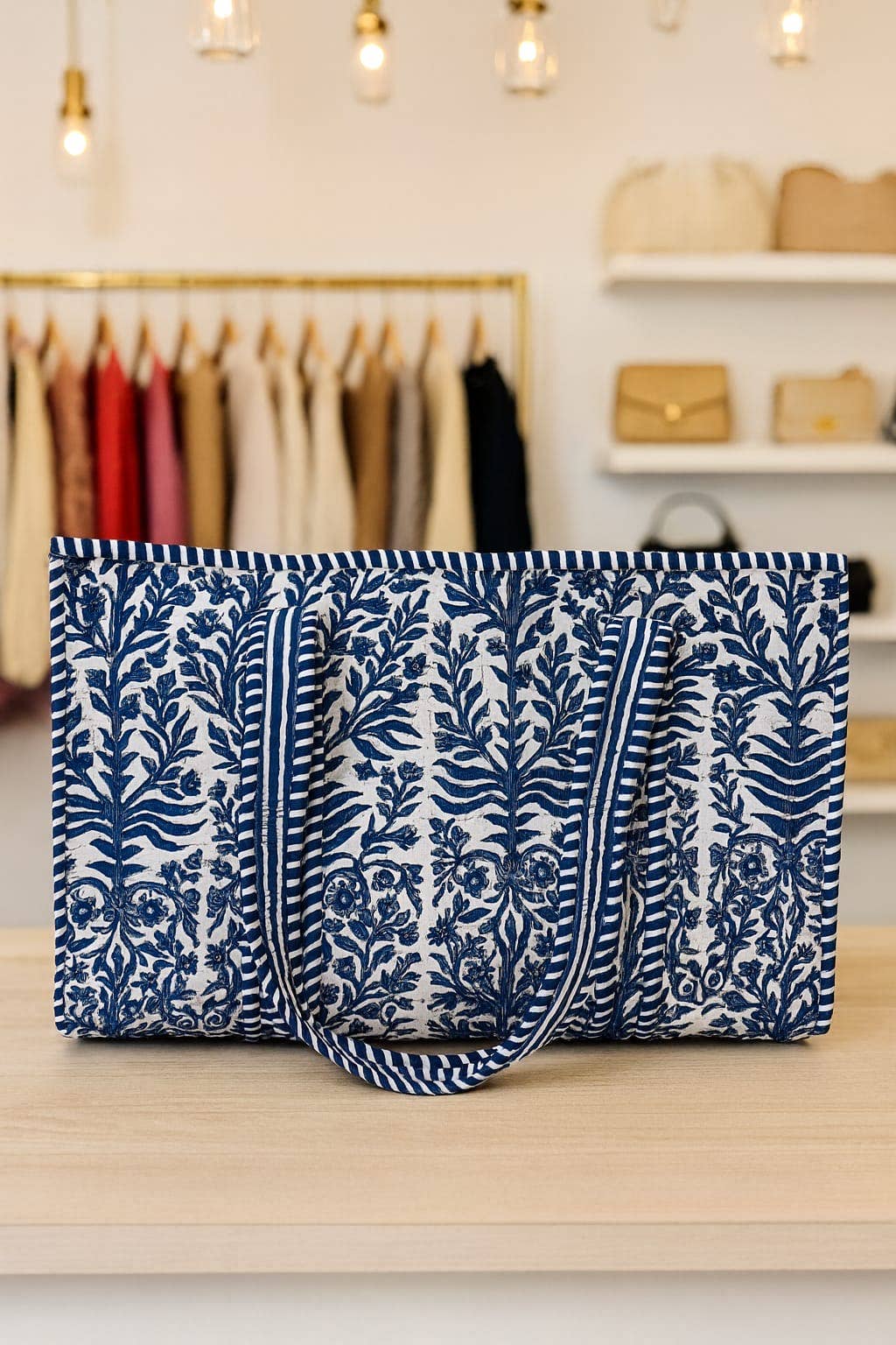 100% Cotton Kantha Quilted Boho Reversible (Small) Tote Bag