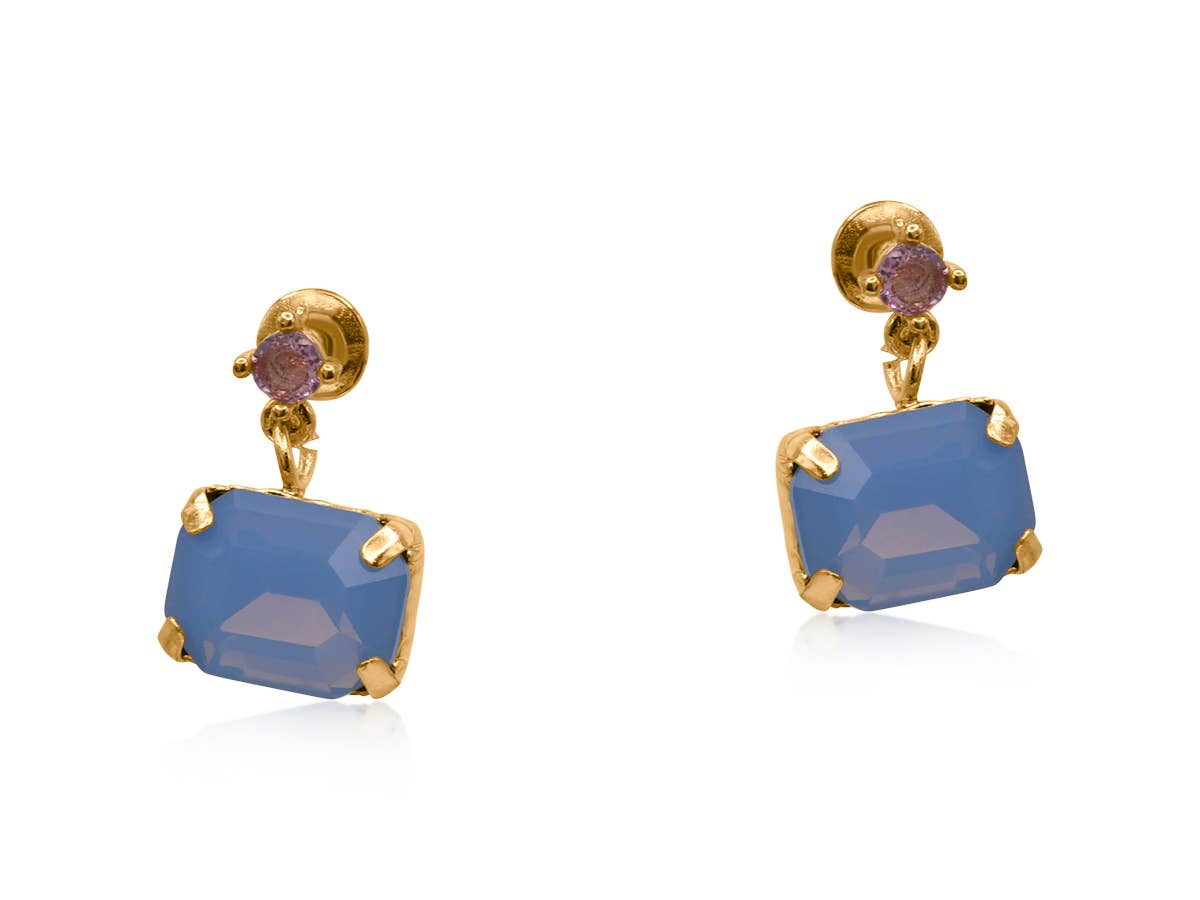Bellas Gems Stud Earrings: Blue