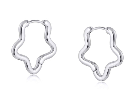 Soraya organic squiggle shape hoop earrings - silver