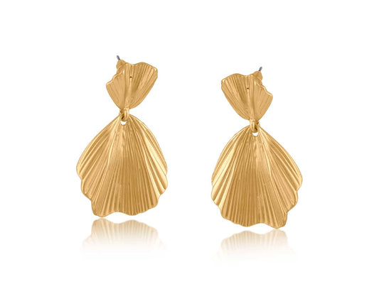 Freya fan drop earrings - gold