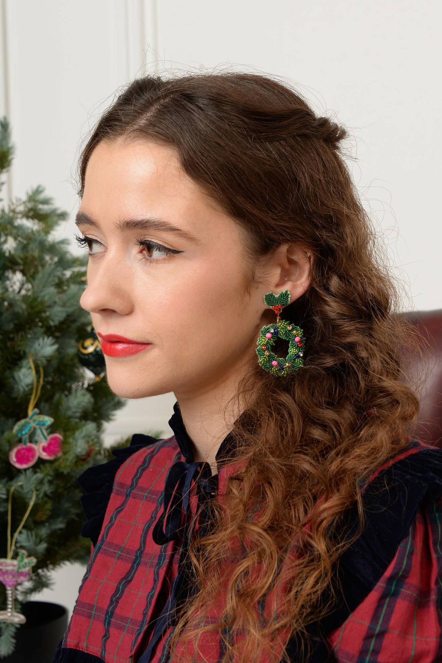 CHRISTMAS WREATH EARRINGS