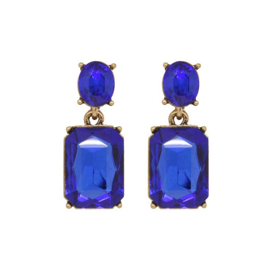 Oval Twin Gem Post Earring in Royal Blue