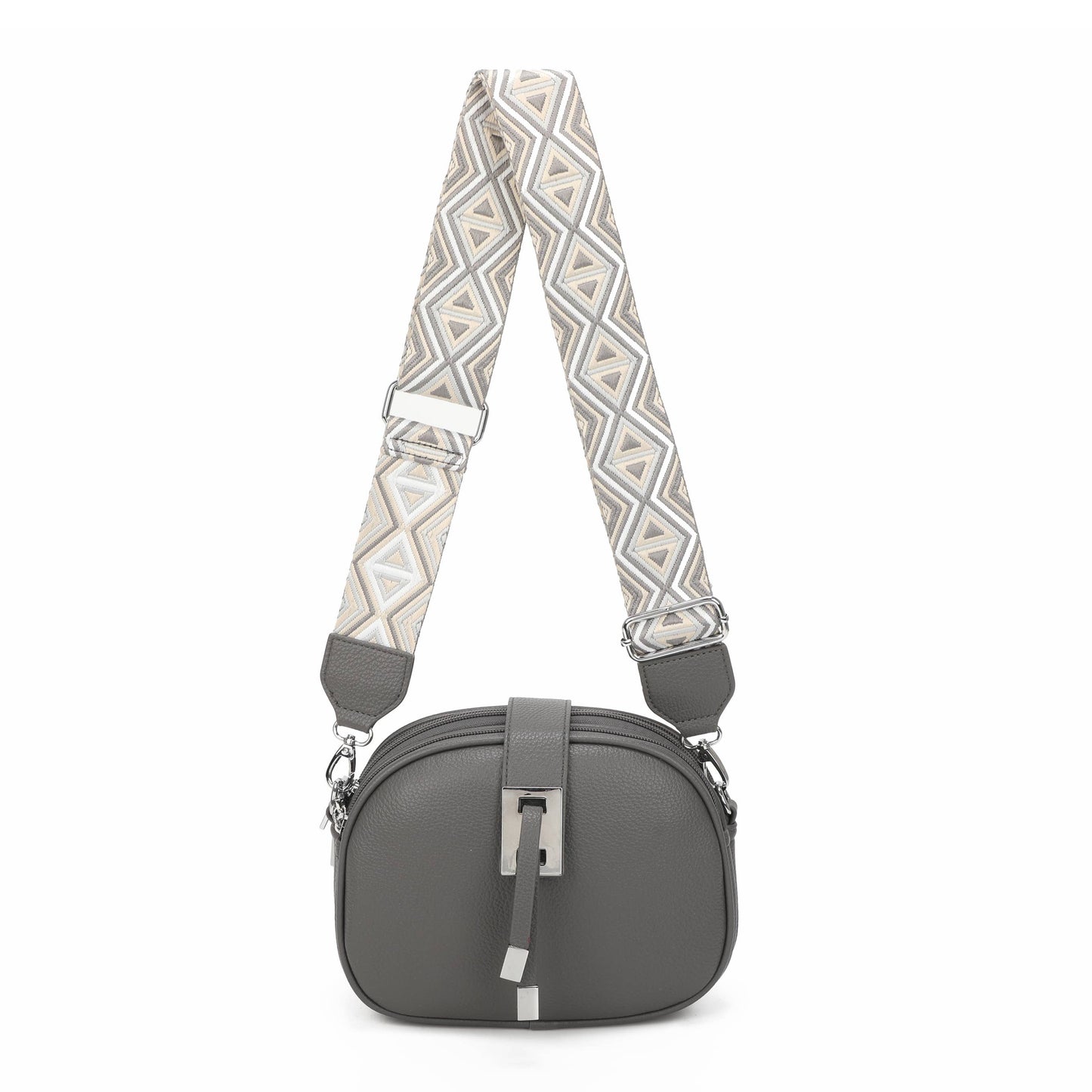 JM1307 Everyday Crossbody Bag with Pattern Strap: Dark green