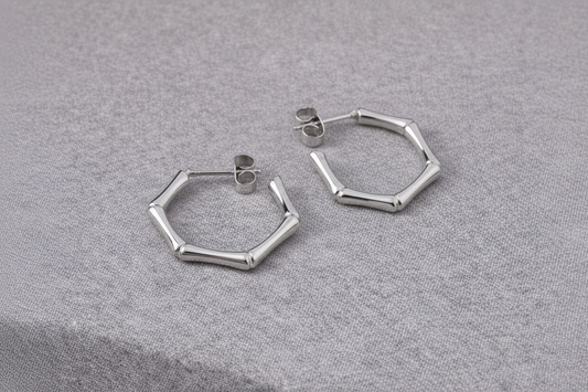 Tarnish Resistant Hexagonal Studs: Silver