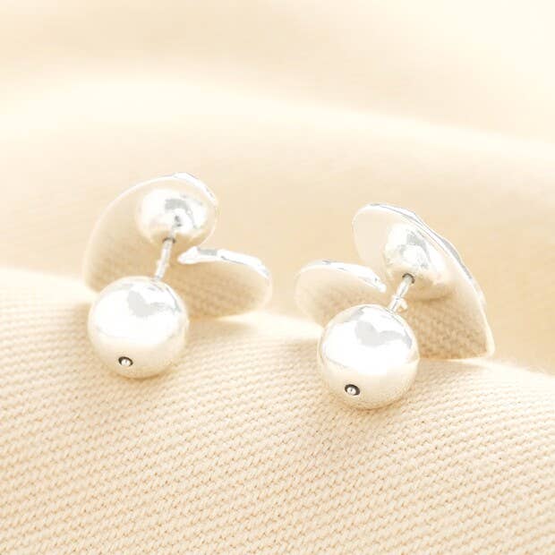 Molten Heart Earrings in Silver with Ball Back