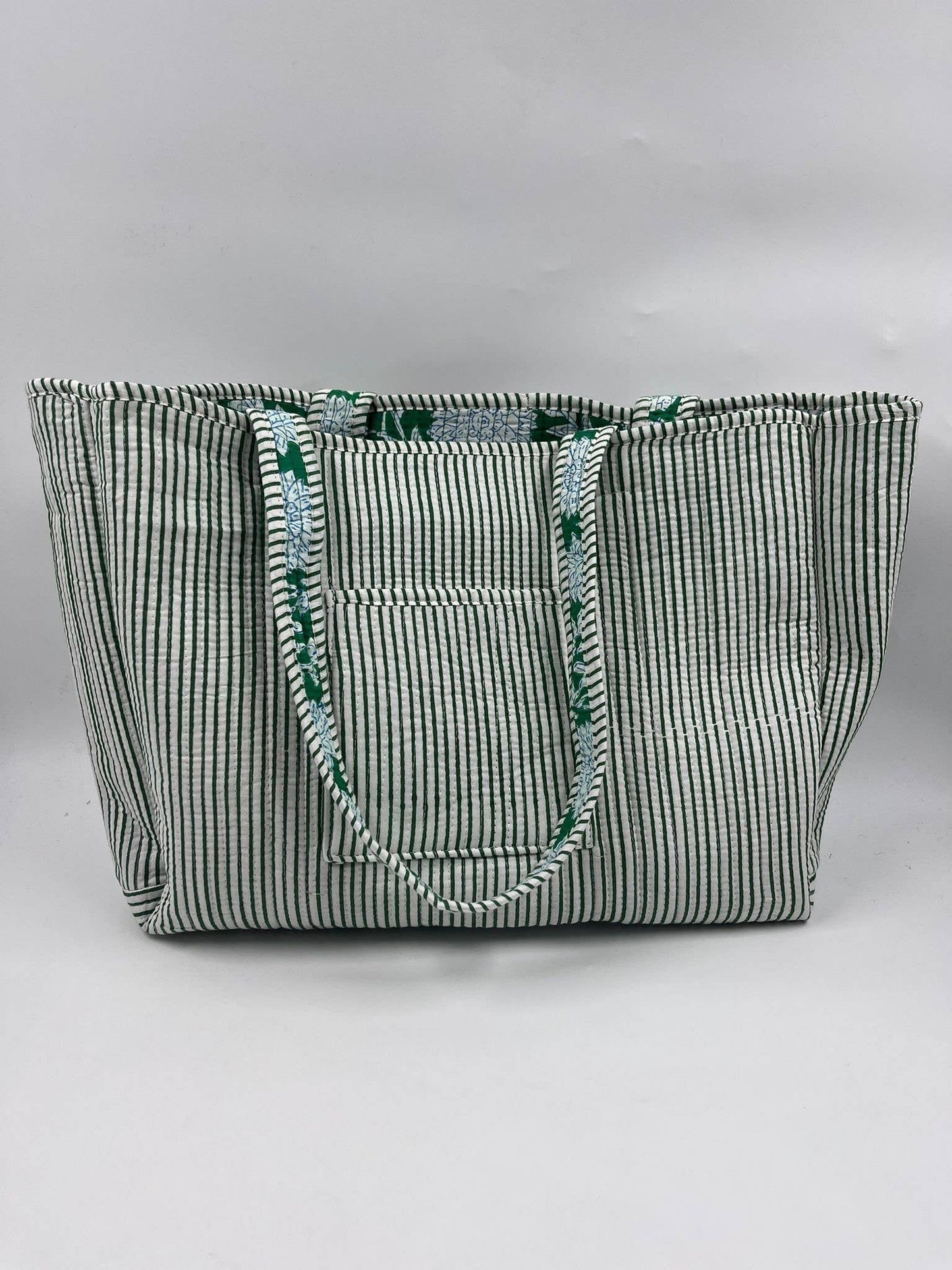 100% Cotton Kantha Quilted Boho Reversible (Small) Tote Bag