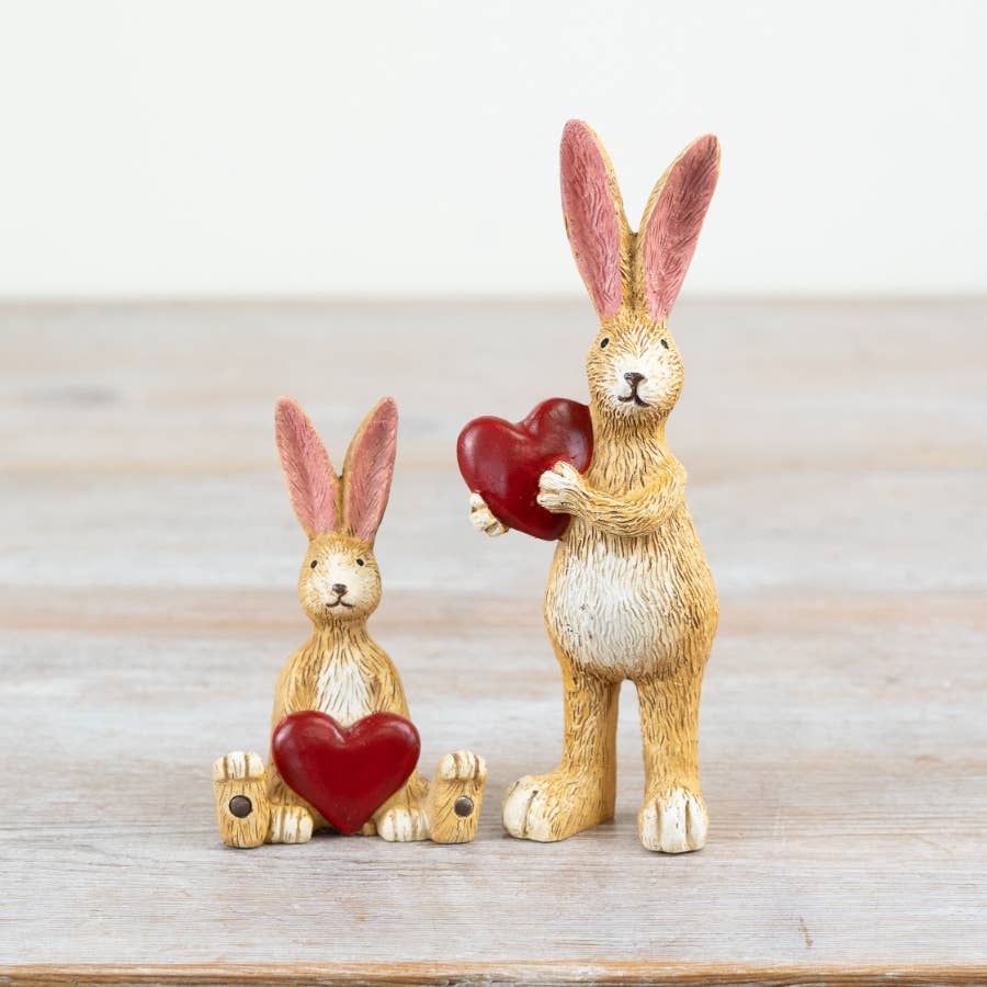 SALE - Jasper Rabbit Sitting Red Heart, 8.5cm