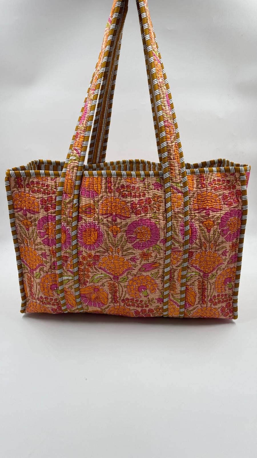 100% Cotton Kantha Quilted Boho Reversible (Small) Tote Bag