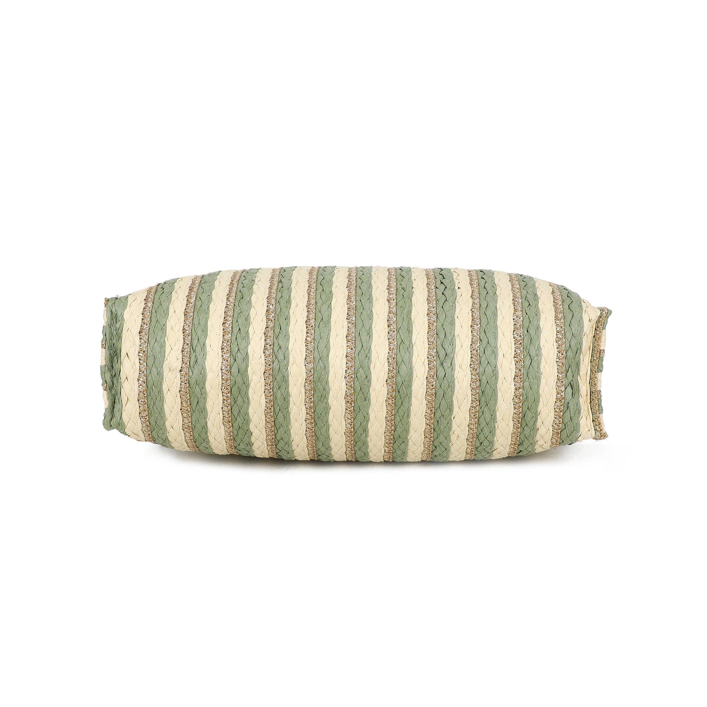 F9076 Woven Tote Bag Striped Tassel Summer Crossbody Bag: Green