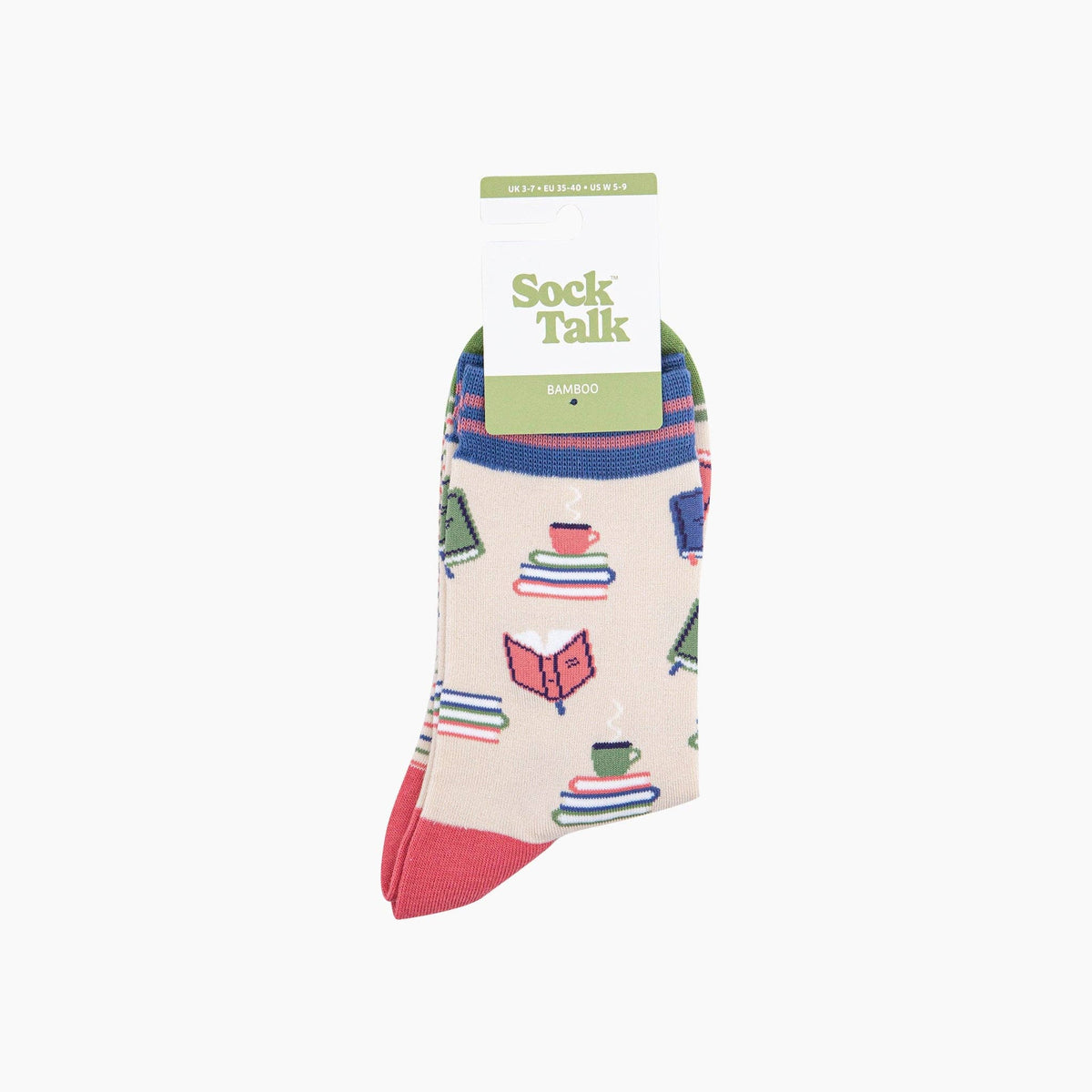 Book Lover Bamboo Socks in Cream: UK 3-7 | EU 36-40 | US 5-9