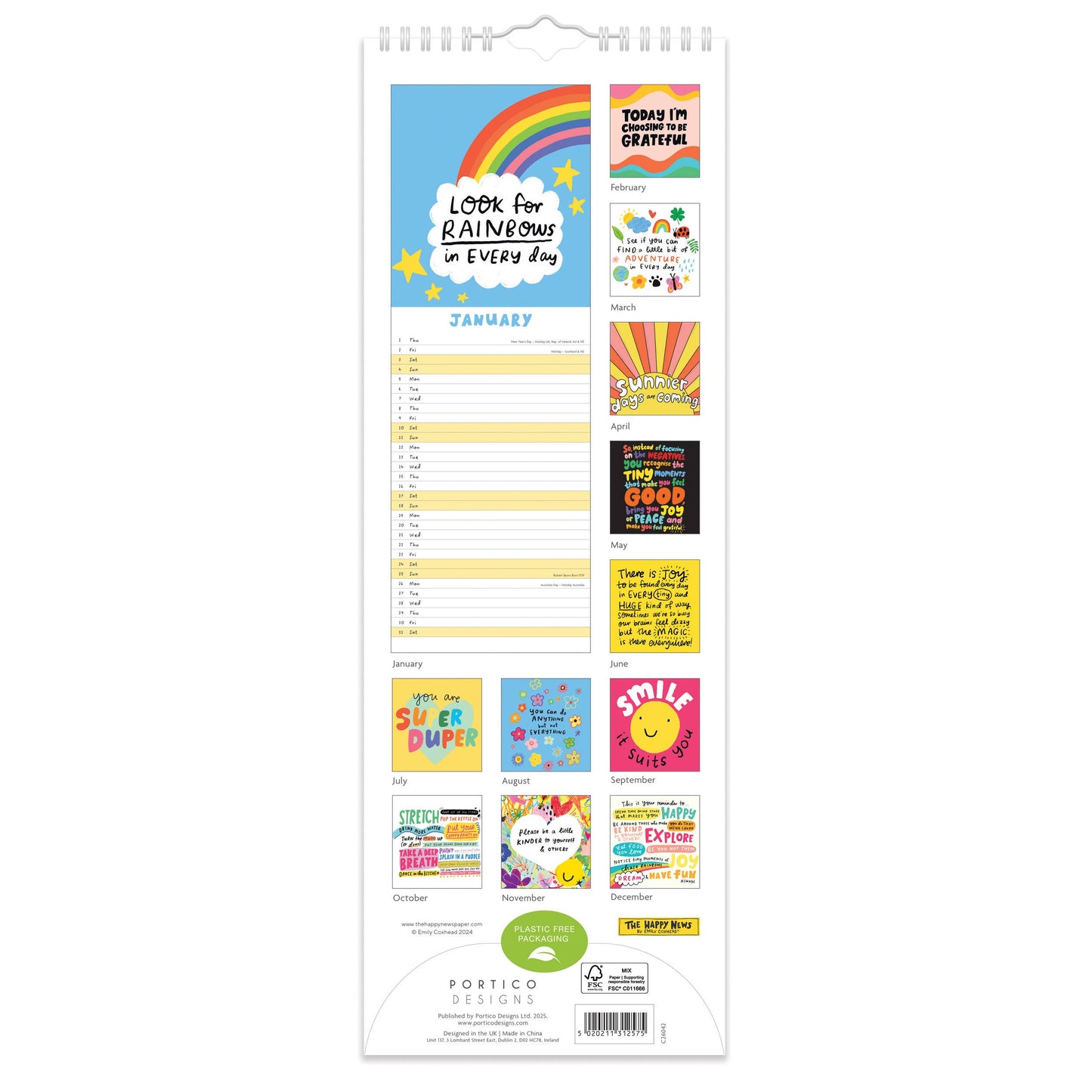 Happy News Slim 2026 Calendar