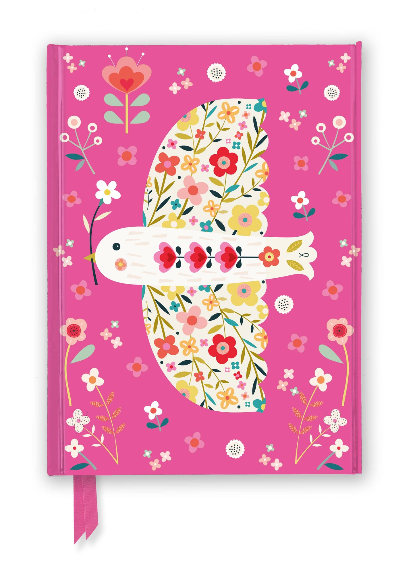 Bee Brown: Pink Floral Dove (Foiled Journal): Flame Tree Notebooks