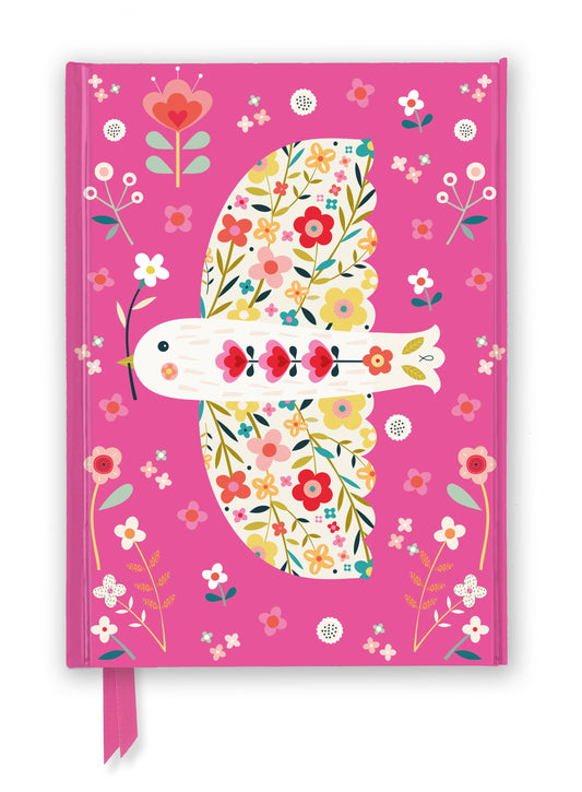 Bee Brown: Pink Floral Dove (Foiled Journal): Flame Tree Notebooks