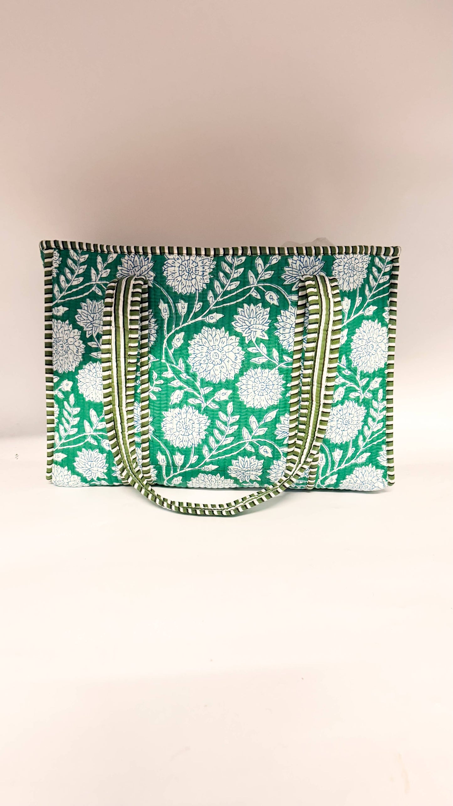 100% Cotton Kantha Quilted Boho Reversible (Small) Tote Bag