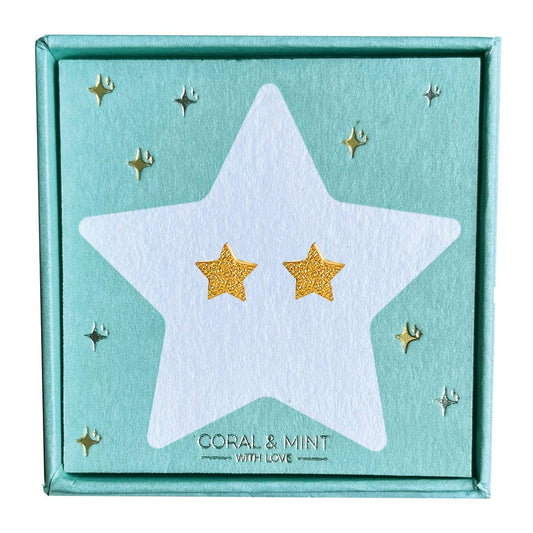 Christmas Edition - Gold Sparkle Star Studs